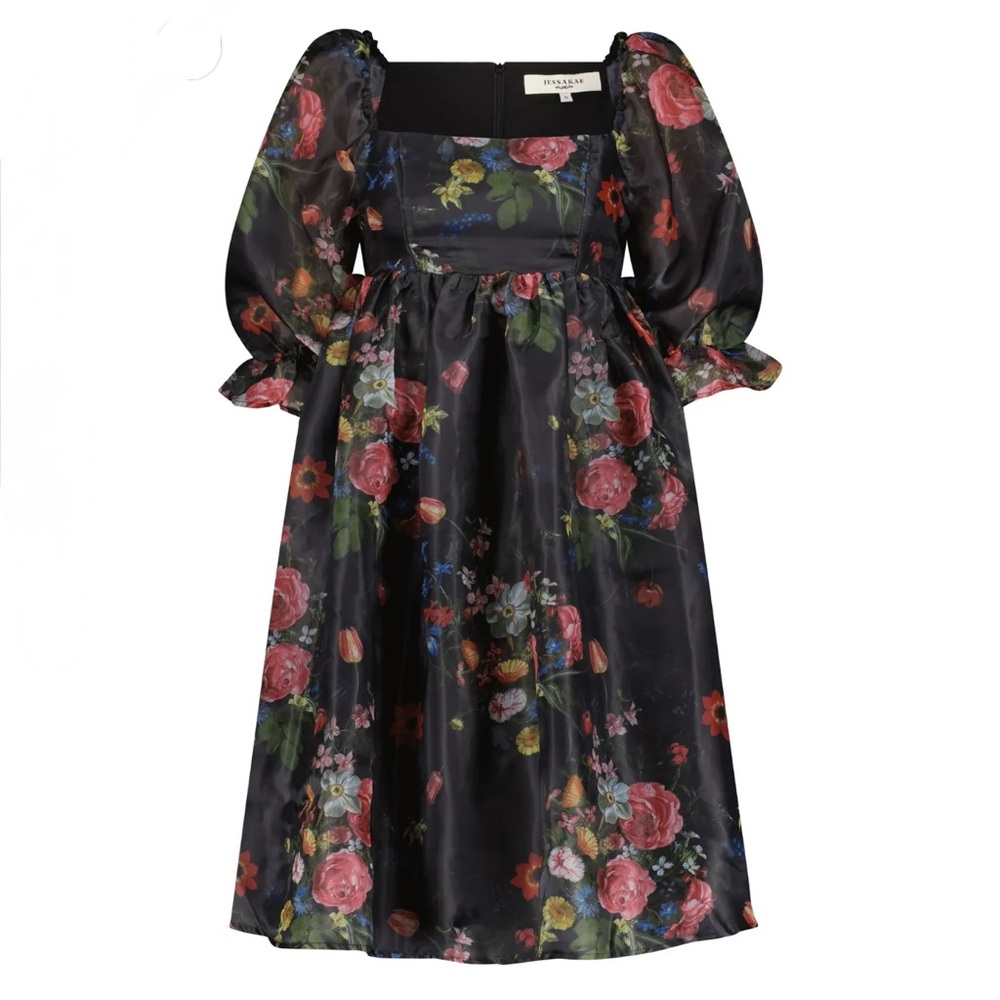 JessaKae Polly Black Floral Dress - Small